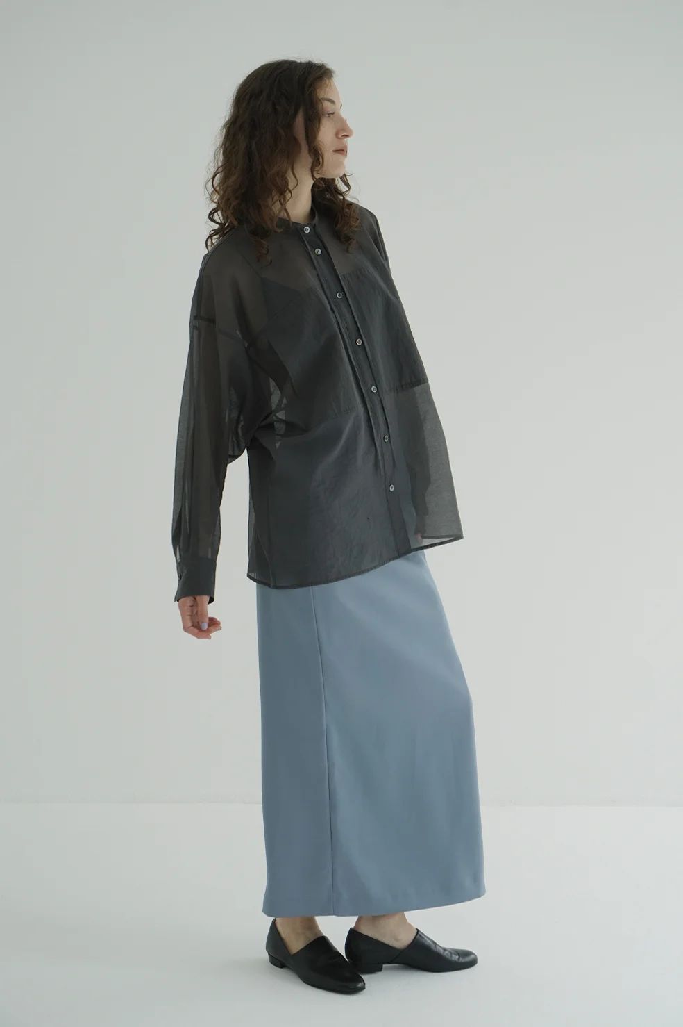 シアードルマンシャツ -  SHEER DOLMAN SHIRTS (GREY)