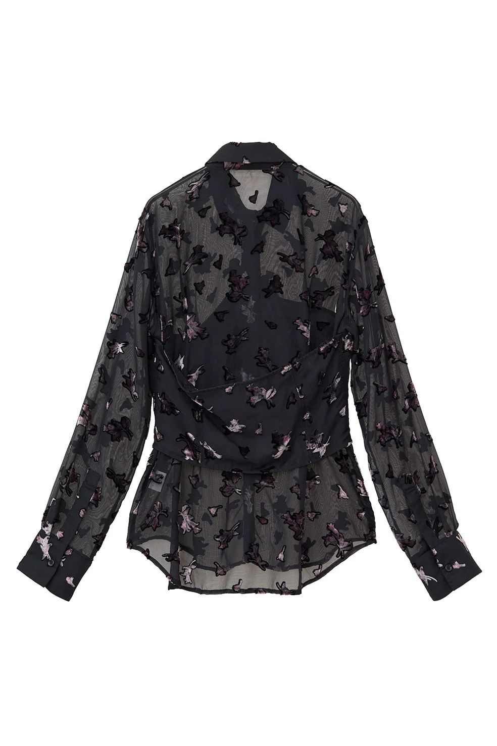 オパールプリント ビスチェ付きシャツ -  FLOWER OPAL BUSTIER SHIRTS BLACK