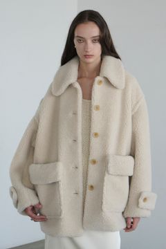 ラージポケット ボア オーバーコート - RIDGE POCKET BOA OVER COAT - IVORY
