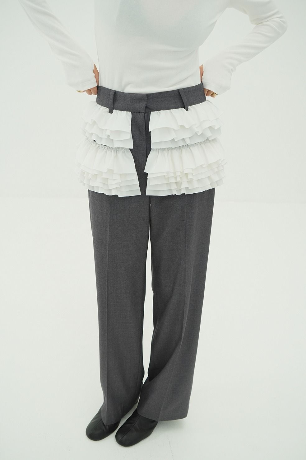 フリルスラックス -  FRILLED SLACKS (GREY)