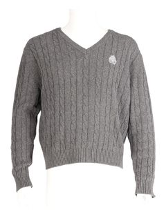 ニットプルオーバー - V-NECK CABLE KNIT SWEATER (GREY)