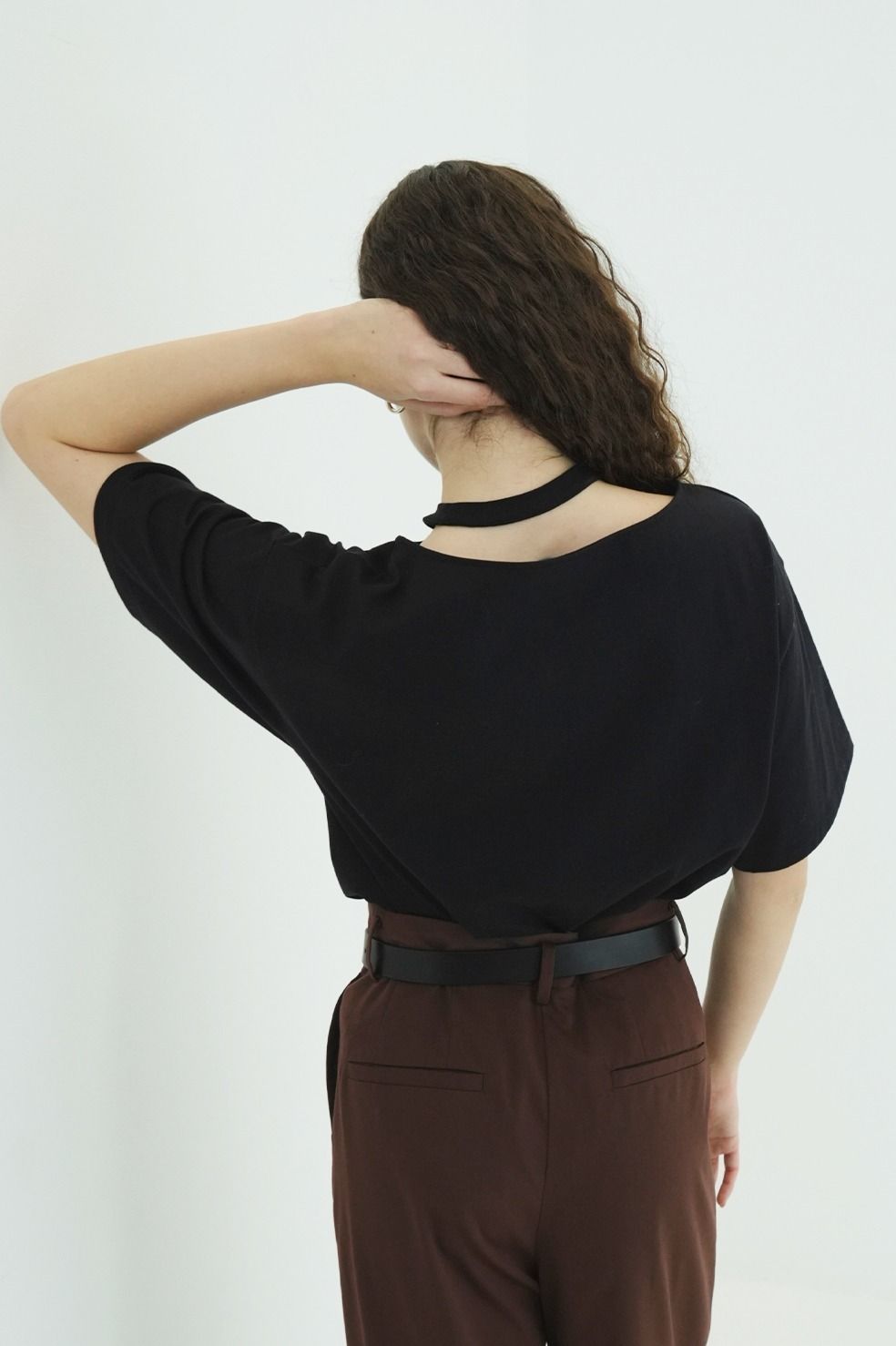 ダブルフェイストップス - W FACE NOTCHED RIB OVER TOPS (BLACK)