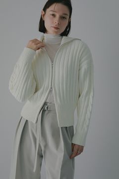 コットンリブニットブルゾン - COTTON RIBKNIT BLOUSON (WHITE)