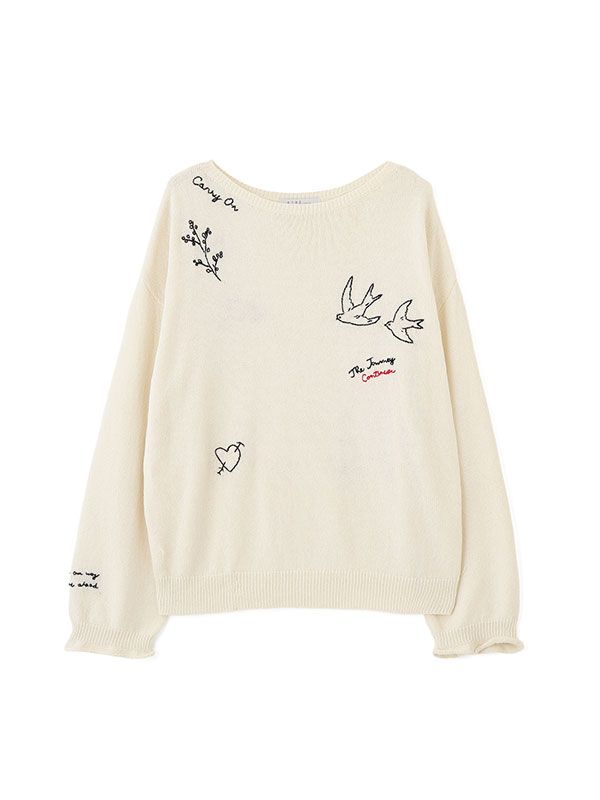 ハンドエンブロイダリーローゲージニットプルオーバー (OFF WHITE)