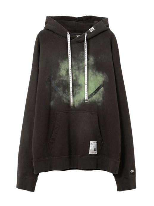スマイリーフェイスプリントディストレスドフーディー - Smily Face Print Distressed Hoodie