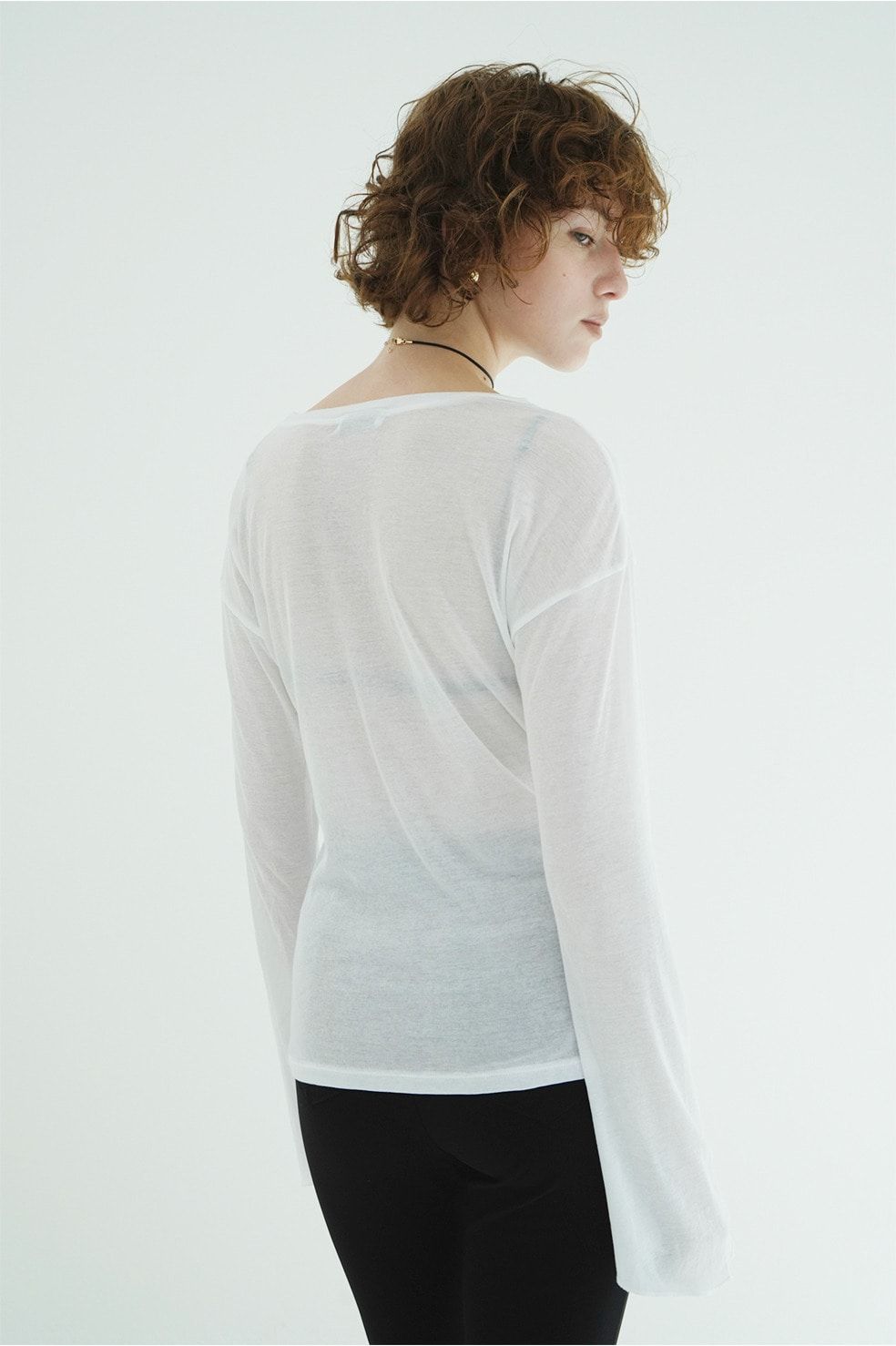 シアールーズロンティー - SHEER LOOSE CUT TOPS (WHITE)