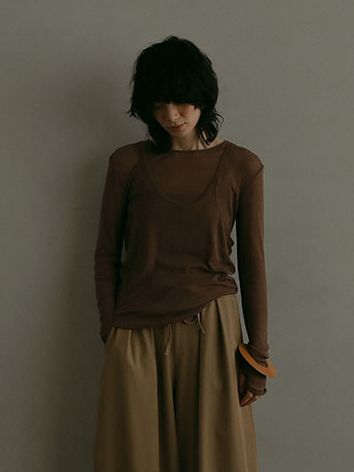 ETRE TOKYO - シアーテレコレイヤードロンTee - BROWN | ADDICT WEB SHOP