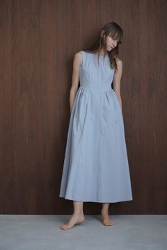 クロセット ライン アーチフレア ワンピース - CORSET LINE ARCH FLARE ONEPIECE - BLUE