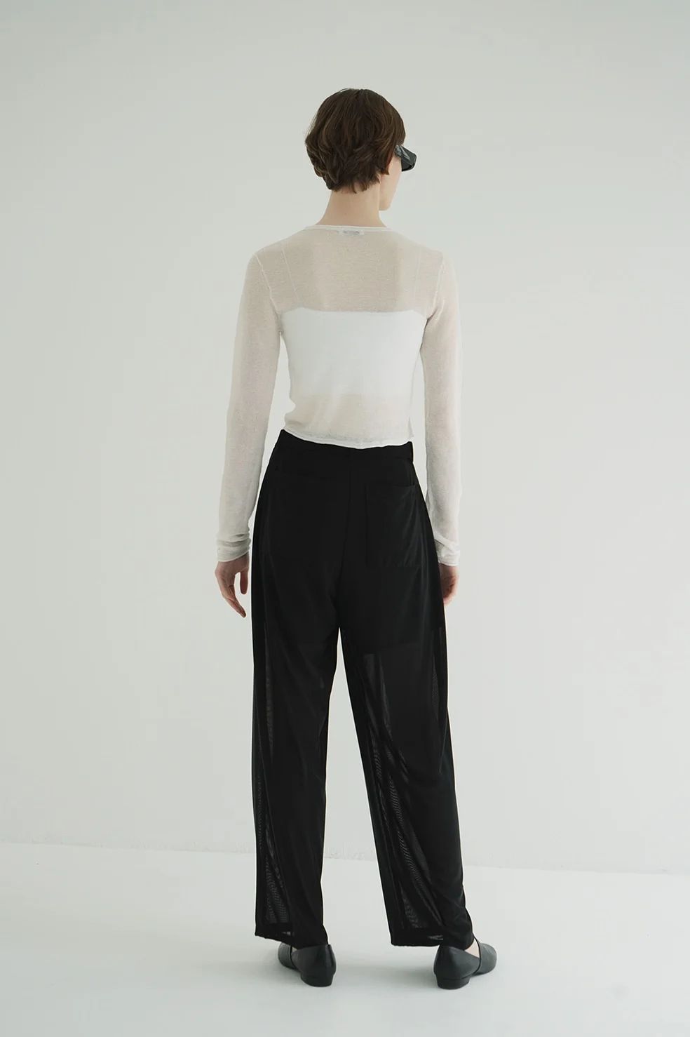 シアータックパンツ - SHEER TUCK PANTS BLACK