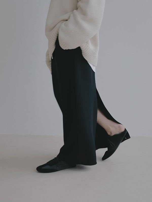 ダブルフェイスIラインスカート (BLACK)