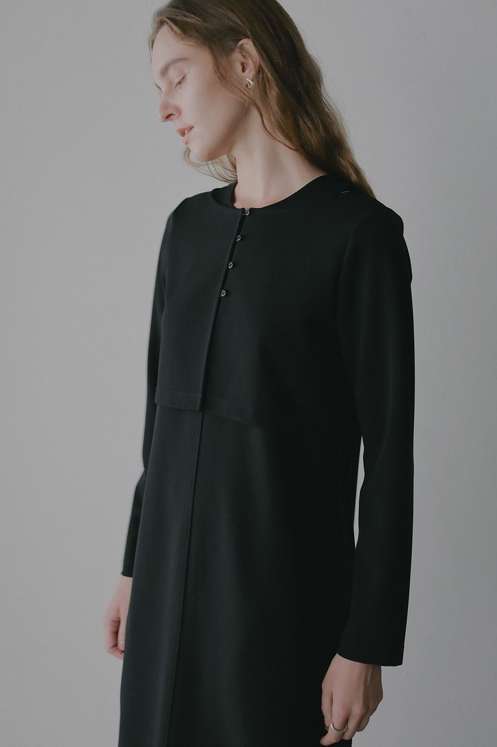 ショートブラウス+ワンピース｜SHORT BLOUSE SET ONE PIECE（BLACK)