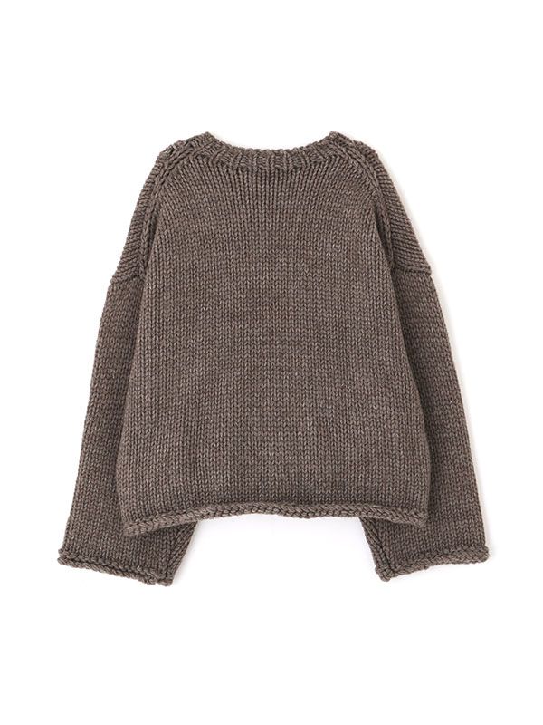 バルキーヤーンハンドニットプルオーバー - BROWN
