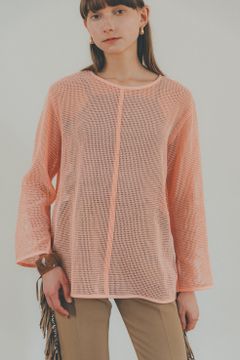 LOOSE MESH TOPS - PINK