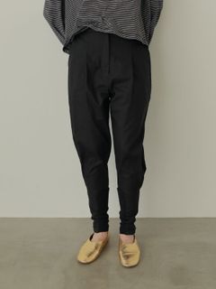 コットン リネン ジョッパー パンツ - BLACK