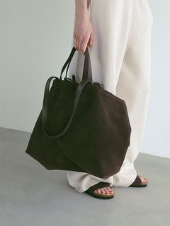 スウェードビッグトートバッグ - BROWN