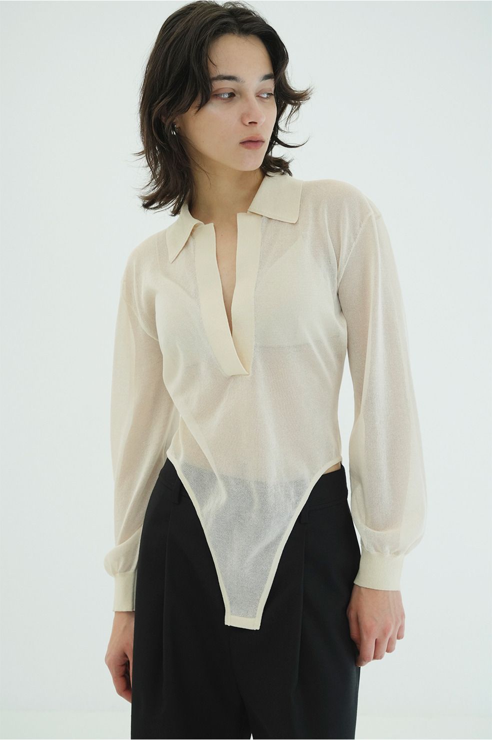 スキッパー ニット ボディスーツ - SKIPPER KNIT BODYSUITS (IVORY)