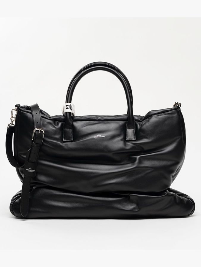 レザートート バッグ- PUCKER TOTE BAG (BLACK)