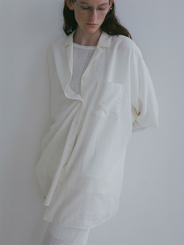 オープンネックハーフスリーブシャツ (WHITE)