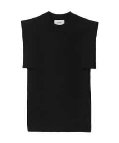 スクエア スリーブ ニット トップス - SQUARE SLEEVE KNIT TOPS- BLACK