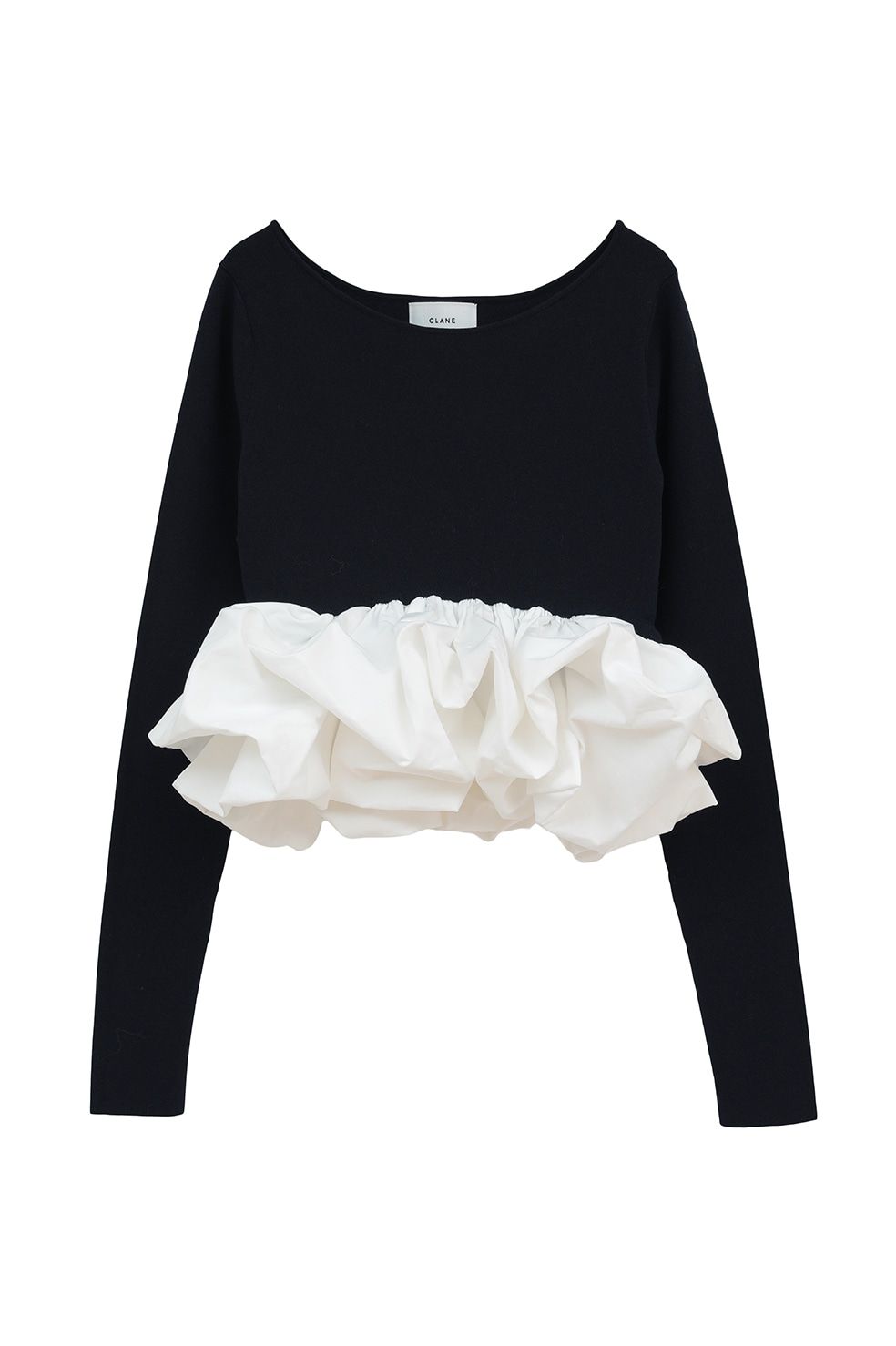 バルーンニットトップス - W BALLOON SHORT KNIT TOPS (NAVY)