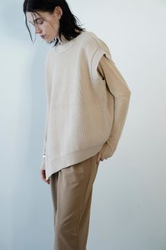 ダブルフェイス アシンメトリー ニット トップス - W FACE ASYMMETRY KNIT VEST - IVORY