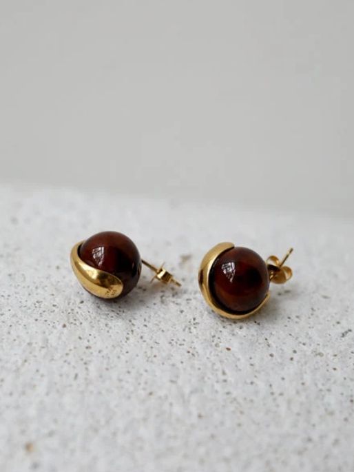 【両耳用】スフィアピアス GD ゴールド シンプル デザイン ユニセックス アクセサリー