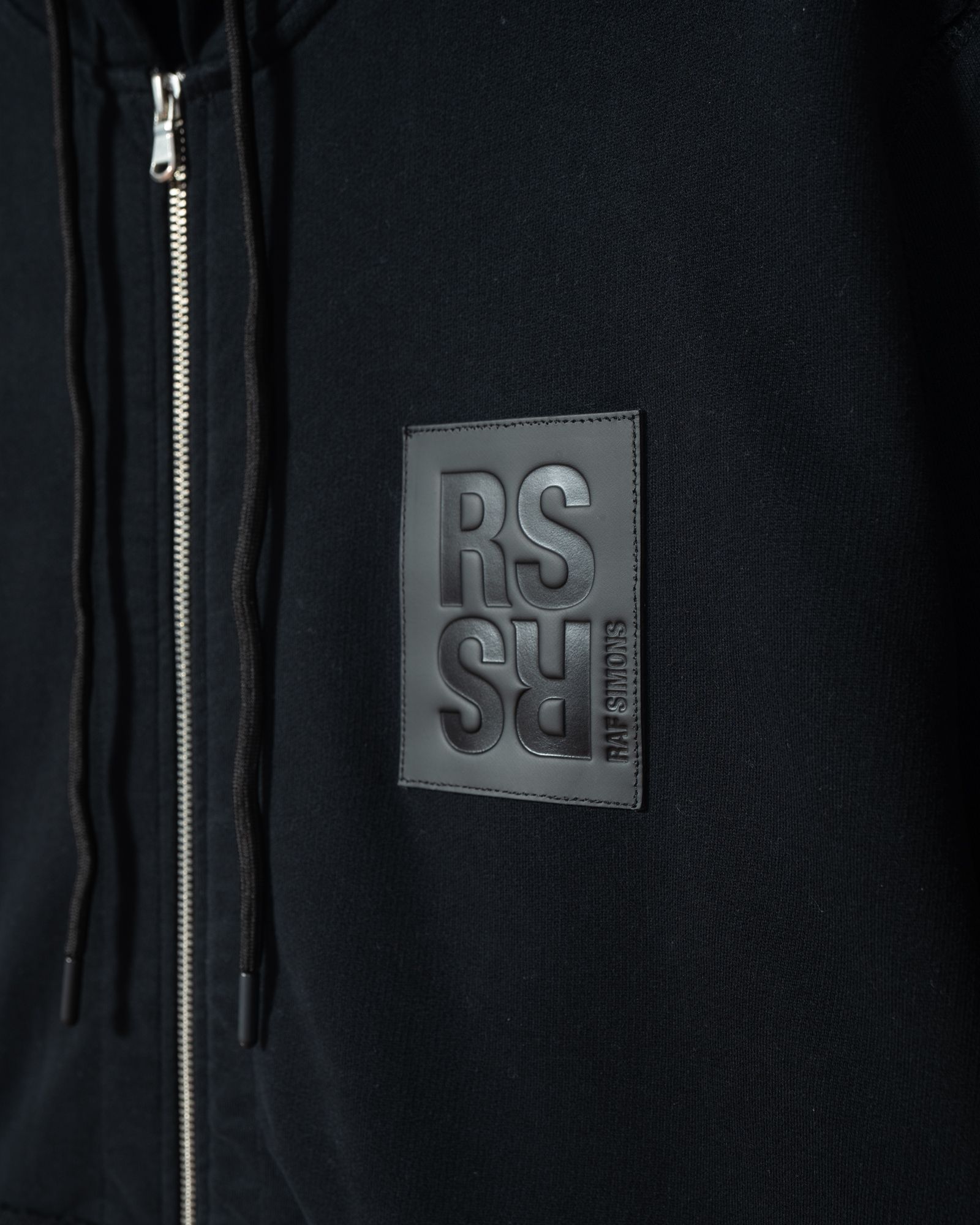 Zipped hoodie with RS hand signs on sleeves