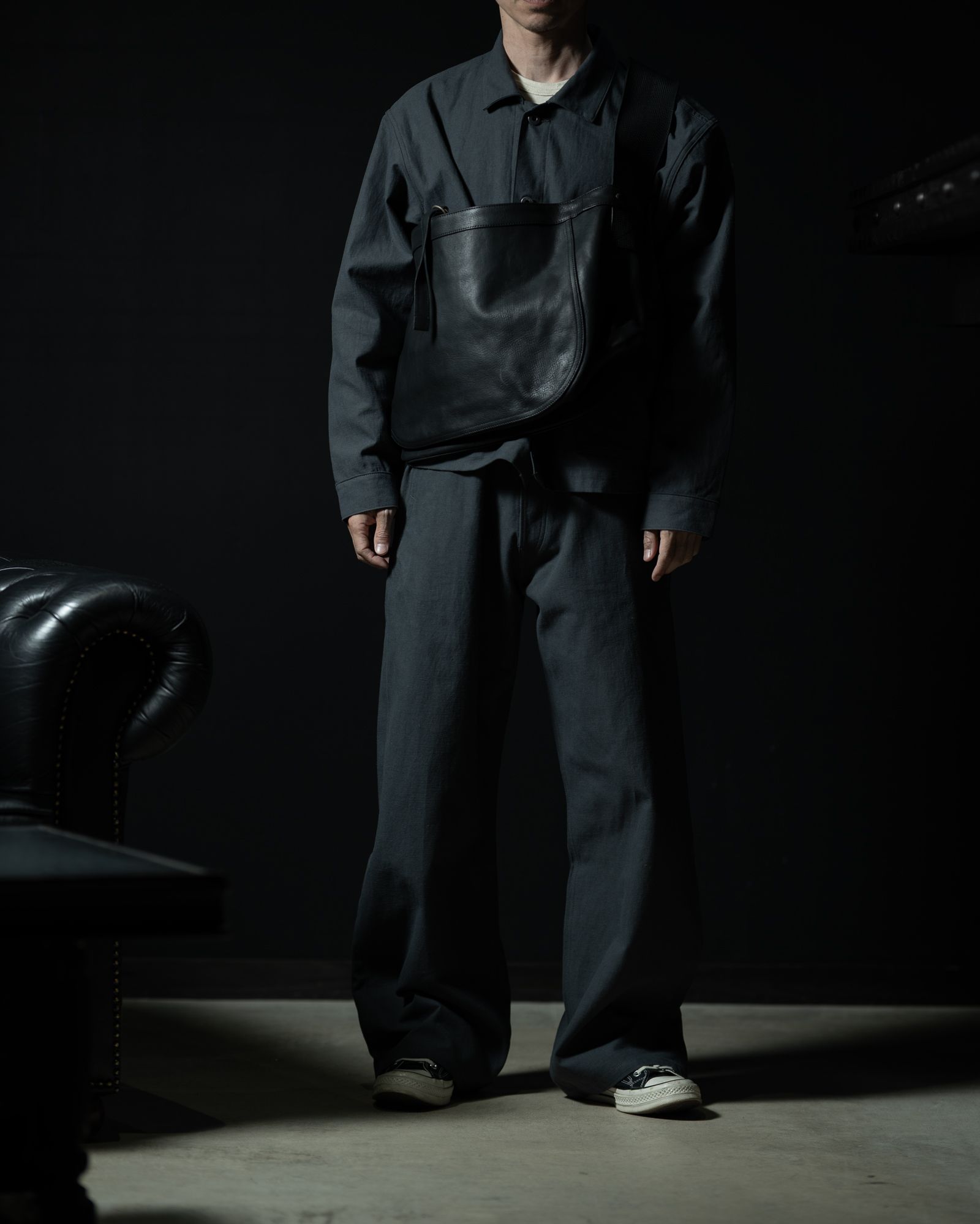 Lot.004 Newsboy Bag Horse Leather Black - TAIGA TAKAHASHI