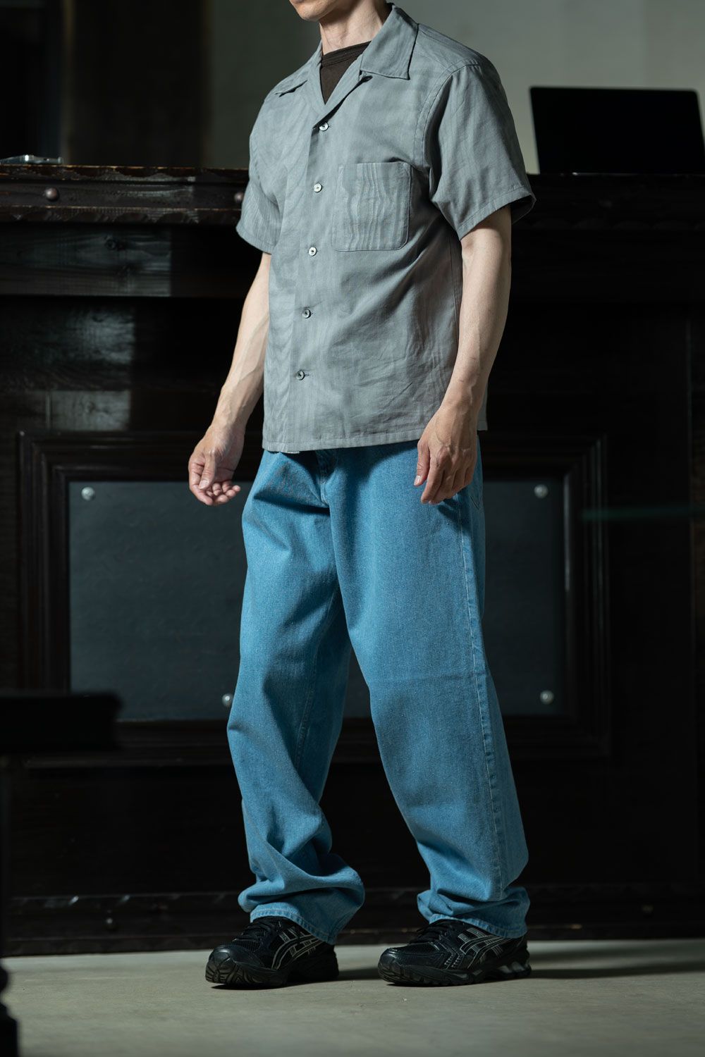 Akitasugi Blue × Washed Indigo — T.T Lot.113 Open Collar Shirt × C.E 1992 WASHED NEP DENIM