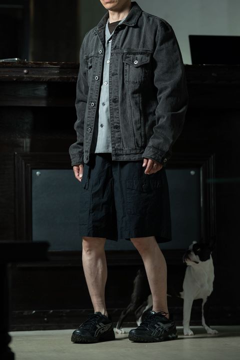 Sumi × Akitasugi — T.T Lot.113 Open Collar Shirt × YOUTH OF THE WATER Denim Jacket Charcoal