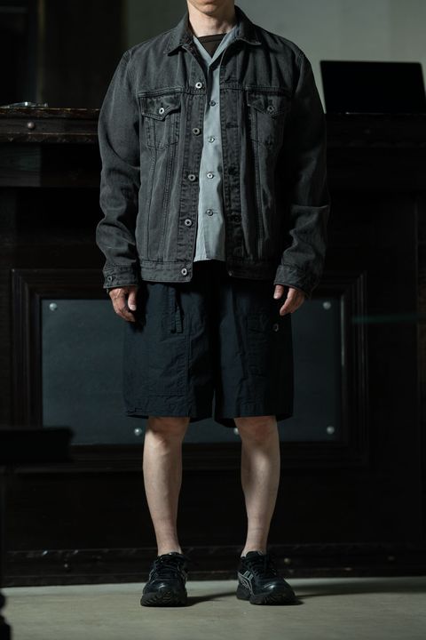 Sumi × Akitasugi — T.T Lot.113 Open Collar Shirt × YOUTH OF THE WATER Denim Jacket Charcoal