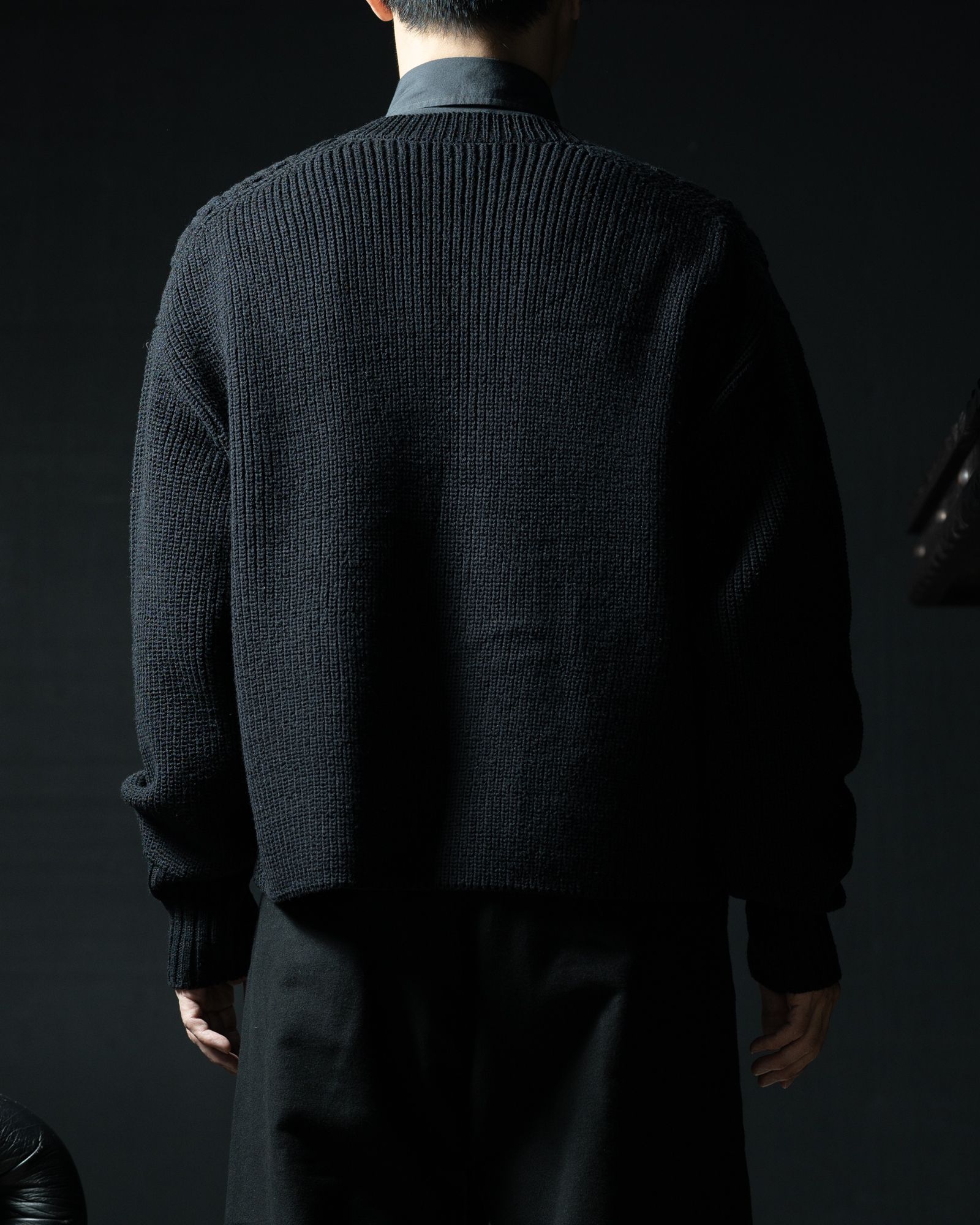 LOT.506 DB CARDIGAN SILK WOOL BLACK - TAIGA TAKAHASHI