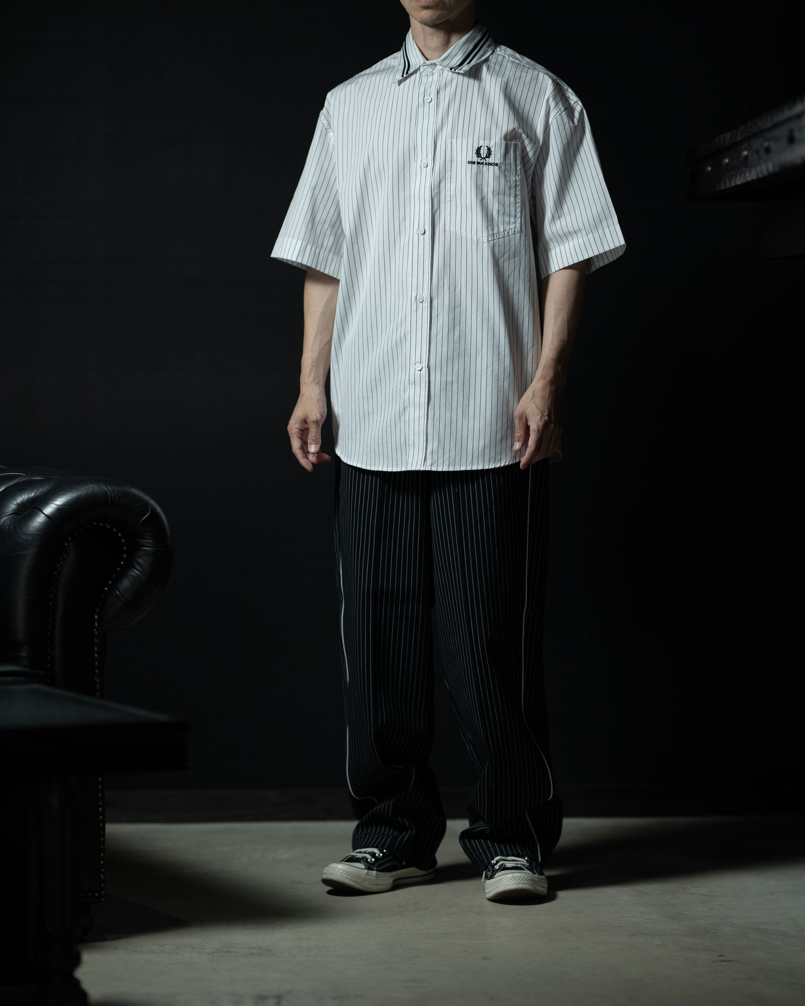 【ラスト1点（L）】Pinstripe Short Sleeve Shirt