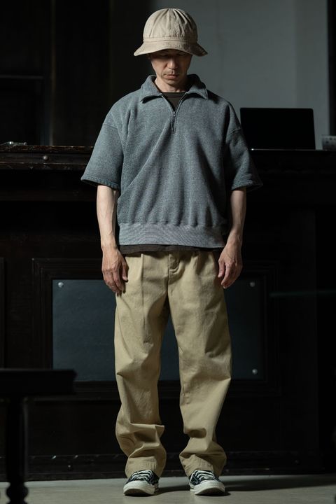 Natural Dye Stack — T.T Lot.621 Half Zip S/S Sweat Shirts × C.E Cotton Casual Two Tuck Pants