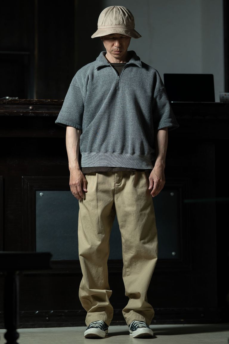 Natural Dye Stack — T.T Lot.621 Half Zip S/S Sweat Shirts × C.E Cotton Casual Two Tuck Pants