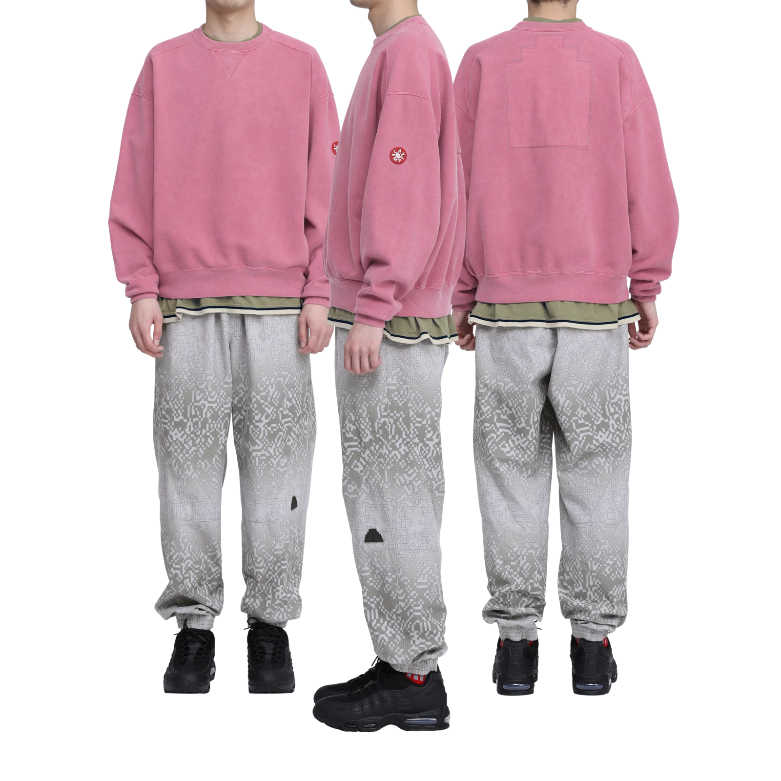 Overdye Panel Shoulder Crew Neck Red