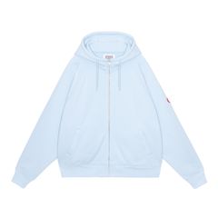 Solid Big Heavy Zip Hoody Blue