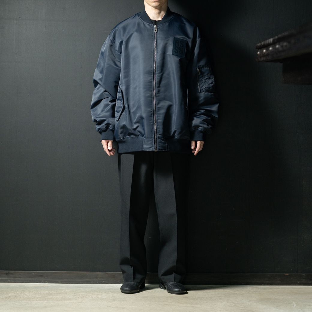 Classic bomber with leather patch Navy