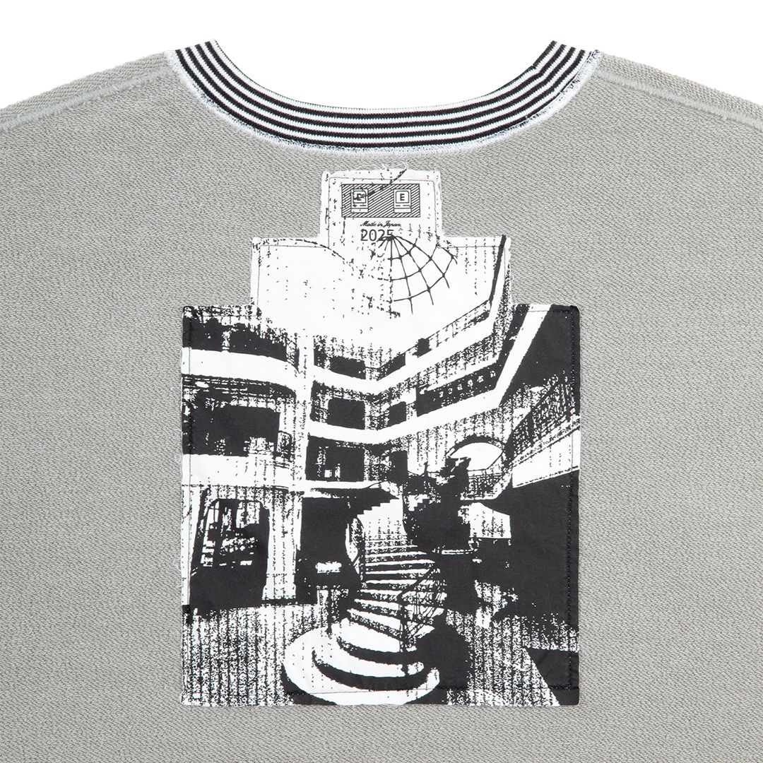 【ラスト1点（XL）】Stripe Rib Solid Crew Neck Khaki