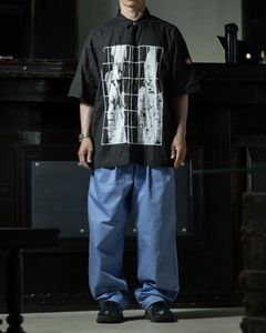 STYLE NO. 1138 C.E MD Guy Short Sleeve Shirt × Overdye Two Tuck Pants Purple、パープルツータックで差し色を入れたコーデ