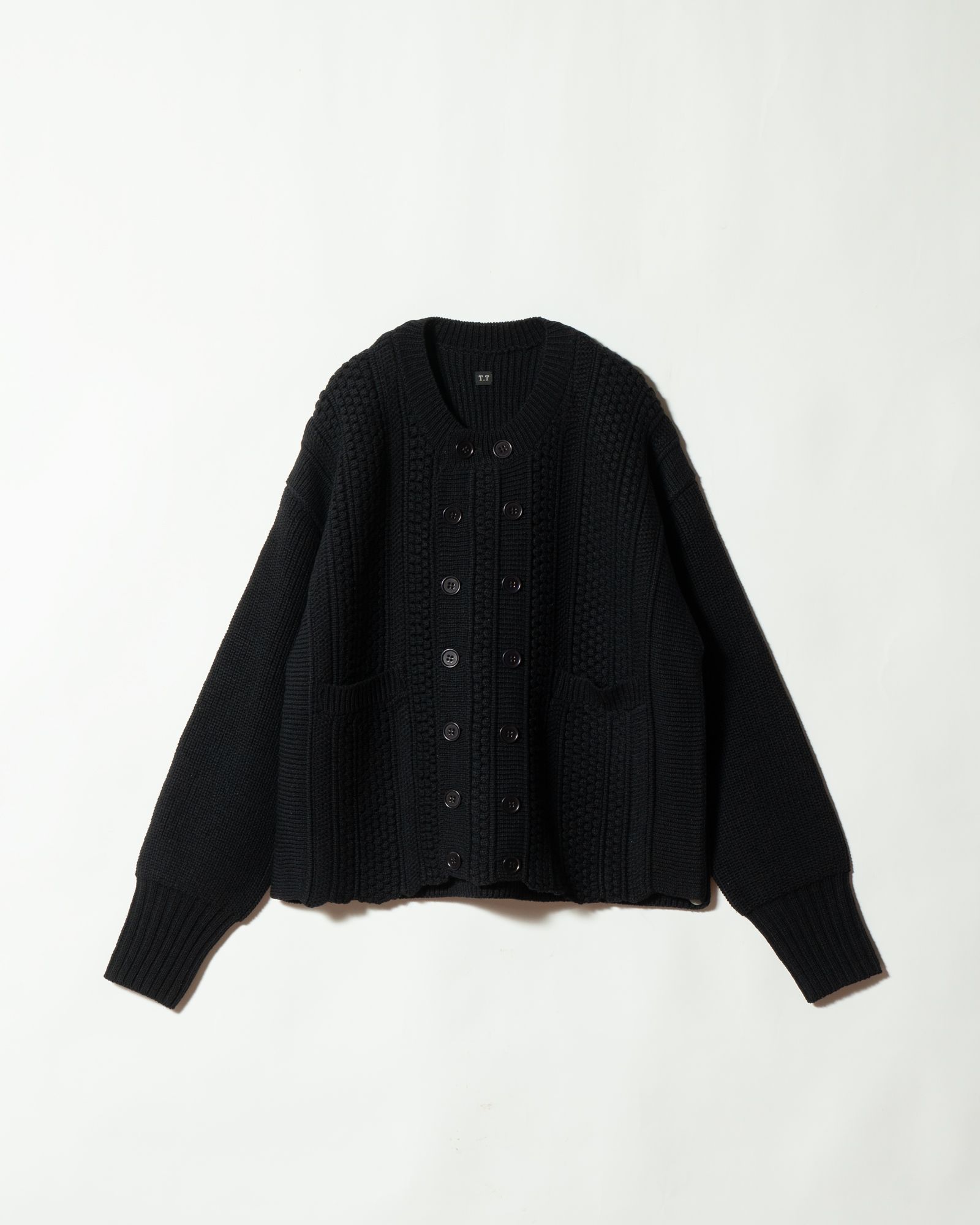 LOT.506 DB CARDIGAN SILK WOOL BLACK - TAIGA TAKAHASHI