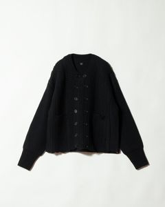 LOT.506 DB CARDIGAN SILK WOOL BLACK - TAIGA TAKAHASHI