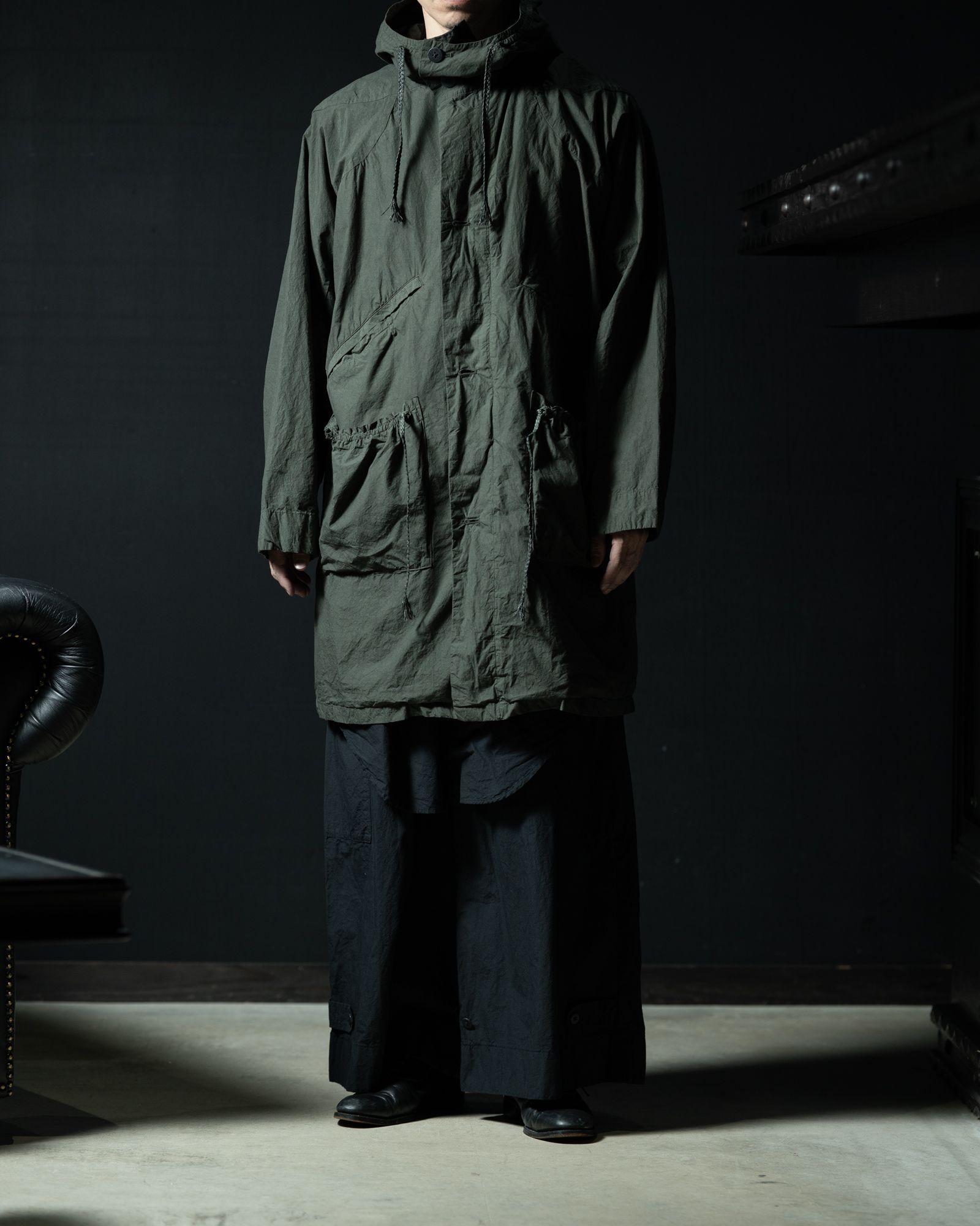 Fabric Forming Field Coat Green Gray