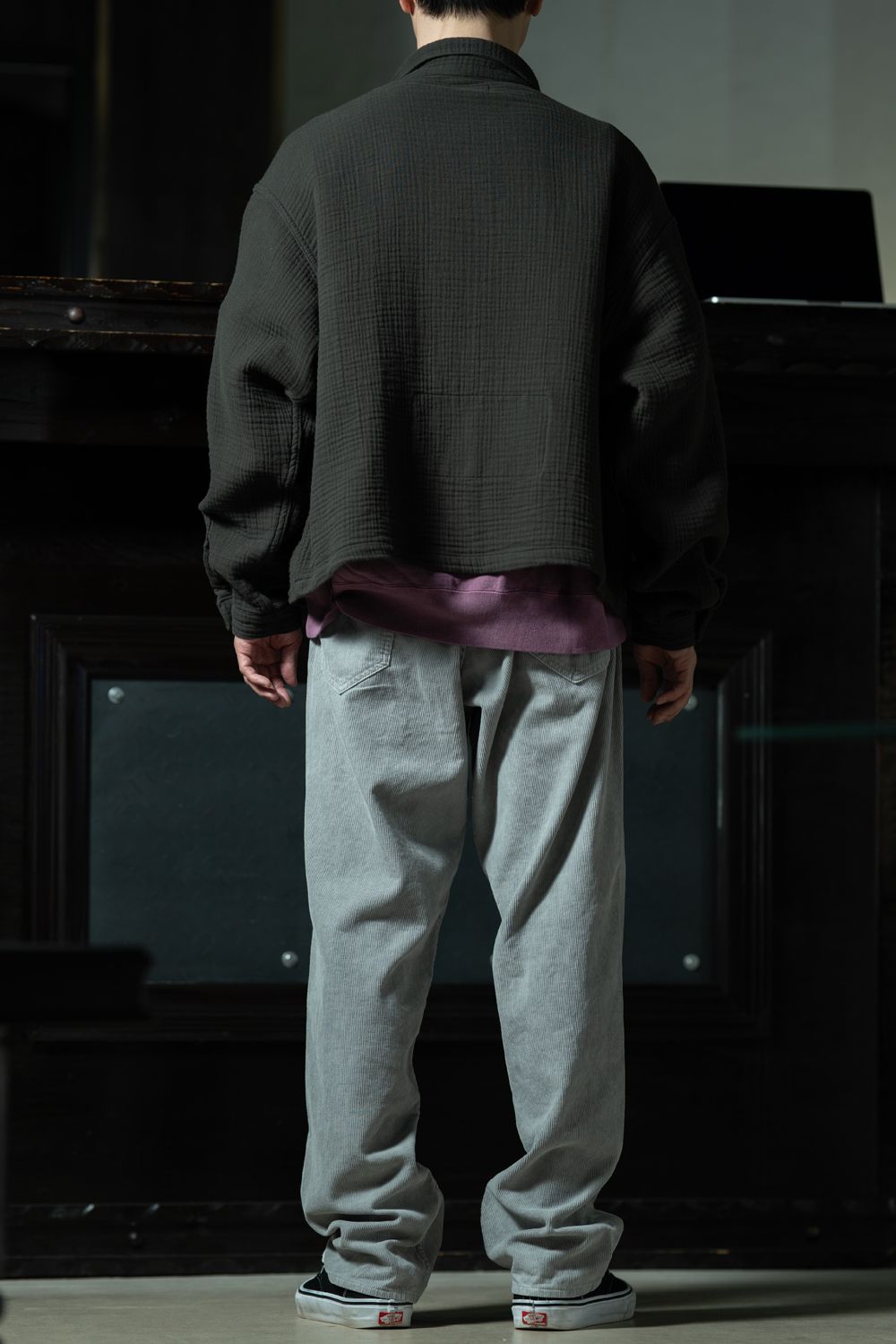 Pink Paradigm — C.E Overdye Paradigm Crew Neck × Cotton Gauze Short Shirt Jacket