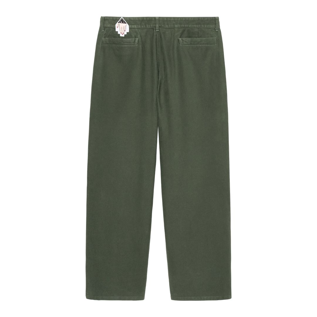 Brushed Soft Cotton One Tuck Pants Green