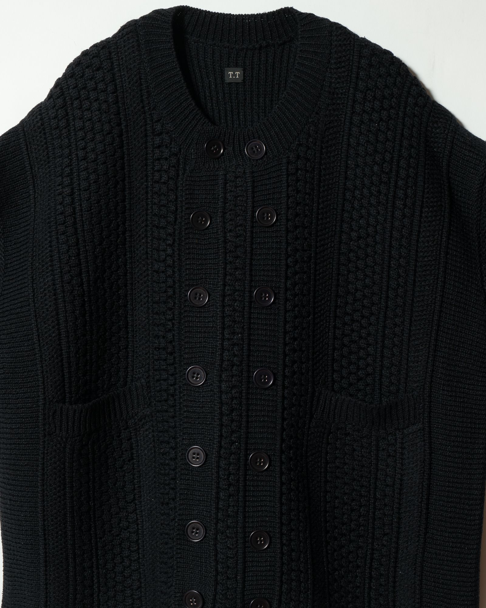 LOT.506 DB CARDIGAN SILK WOOL BLACK - TAIGA TAKAHASHI