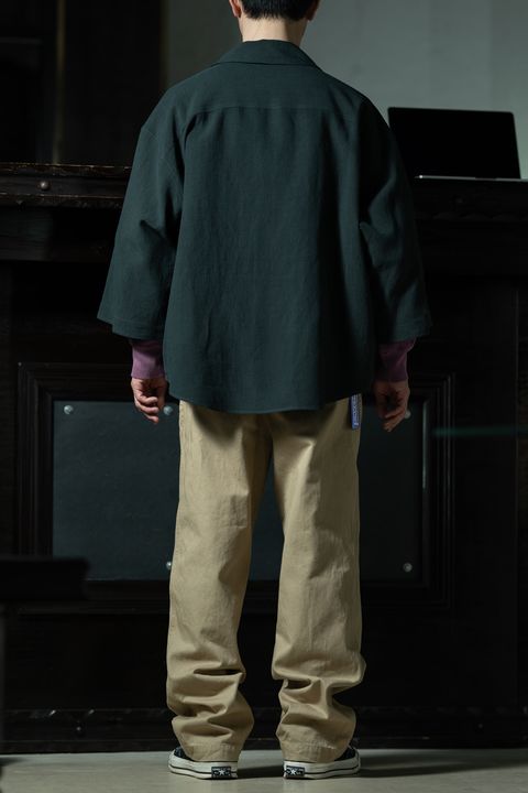 C.E Overdye Paradigm Crew Neck × amachi. Three Quarter Sleeve Coat Shirt