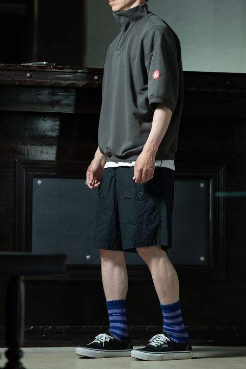 Jersey × Field Work — C.E PE Jersey Half Zip × amachi. Field Work Shorts、ストリートとクラフトを橋渡しするショーツスタイル