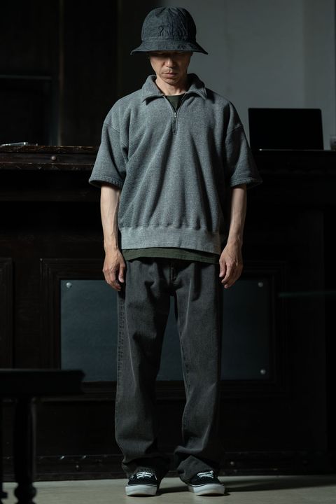 Charcoal Layer — T.T Lot.621 Half Zip S/S Sweat Shirts × YOUTH OF THE WATER Denim Pants Charcoal