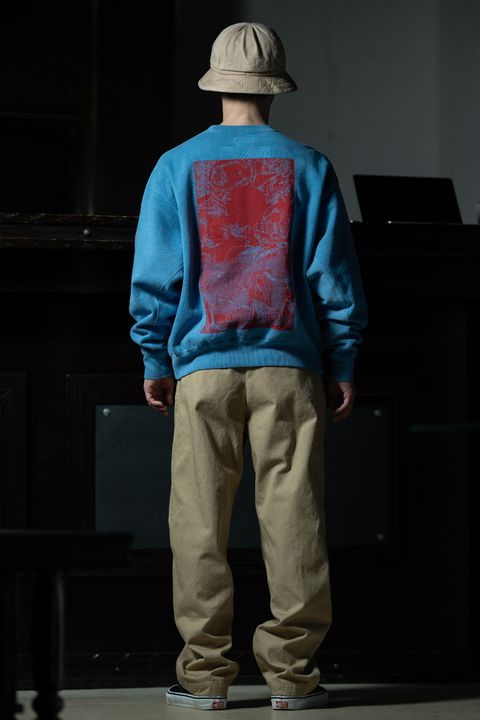 Blue Graphic × Military Hat — C.E OVERDYE MD PLain Speech CREW NECK